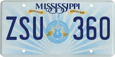 MS license plate ZSU360