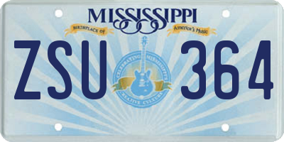 MS license plate ZSU364