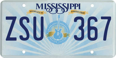MS license plate ZSU367