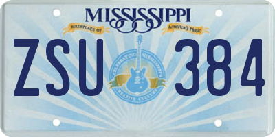 MS license plate ZSU384