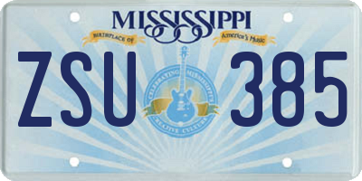 MS license plate ZSU385