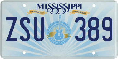 MS license plate ZSU389