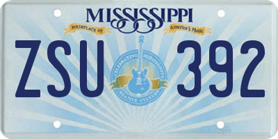 MS license plate ZSU392