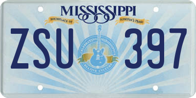 MS license plate ZSU397