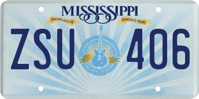 MS license plate ZSU406
