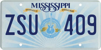 MS license plate ZSU409