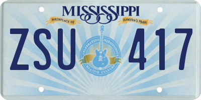 MS license plate ZSU417