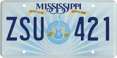 MS license plate ZSU421