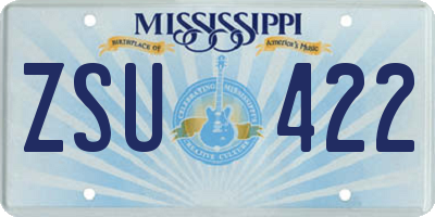 MS license plate ZSU422
