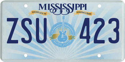 MS license plate ZSU423