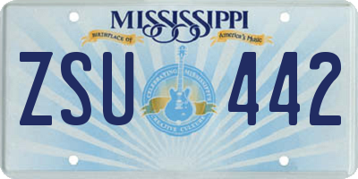 MS license plate ZSU442