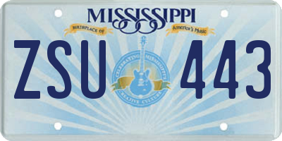 MS license plate ZSU443