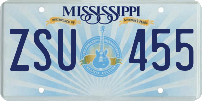 MS license plate ZSU455