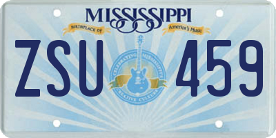 MS license plate ZSU459