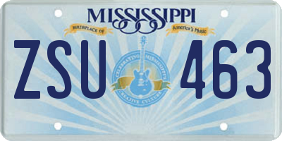 MS license plate ZSU463