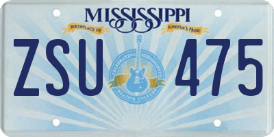 MS license plate ZSU475