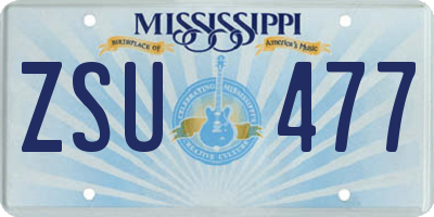MS license plate ZSU477