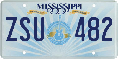 MS license plate ZSU482