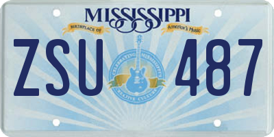 MS license plate ZSU487