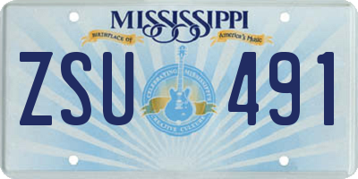 MS license plate ZSU491