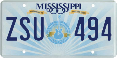 MS license plate ZSU494