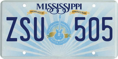 MS license plate ZSU505