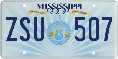 MS license plate ZSU507