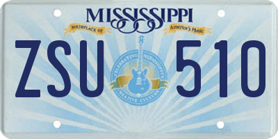 MS license plate ZSU510