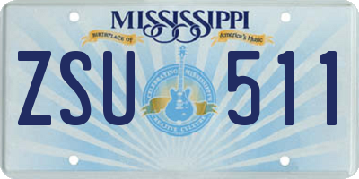 MS license plate ZSU511