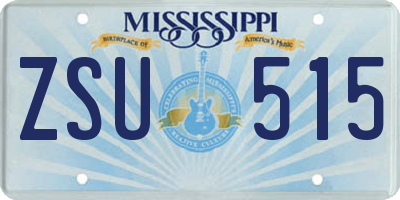 MS license plate ZSU515