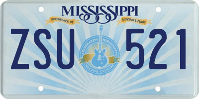 MS license plate ZSU521