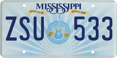 MS license plate ZSU533