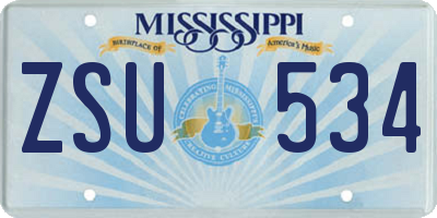 MS license plate ZSU534
