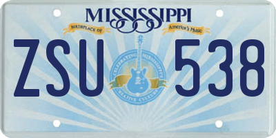 MS license plate ZSU538