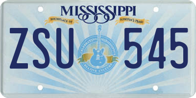 MS license plate ZSU545