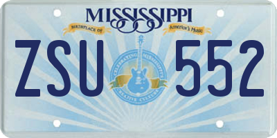 MS license plate ZSU552
