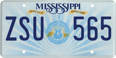MS license plate ZSU565