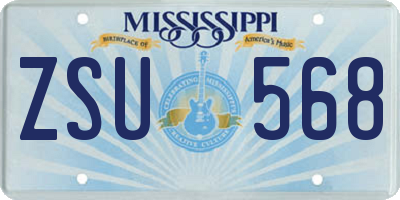 MS license plate ZSU568