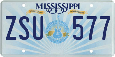 MS license plate ZSU577