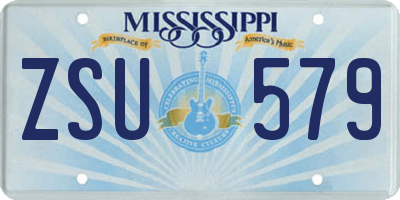 MS license plate ZSU579
