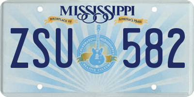MS license plate ZSU582