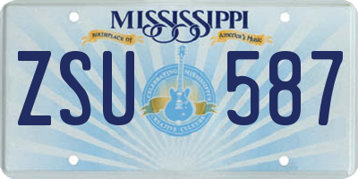 MS license plate ZSU587