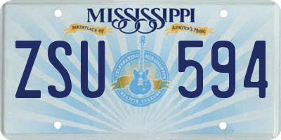 MS license plate ZSU594