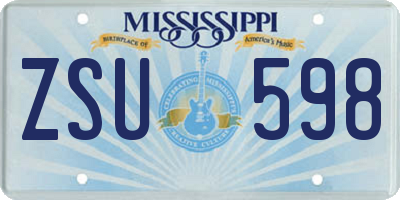 MS license plate ZSU598