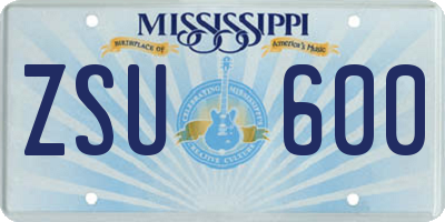 MS license plate ZSU600
