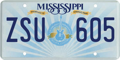 MS license plate ZSU605