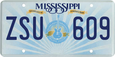 MS license plate ZSU609