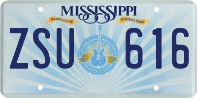 MS license plate ZSU616
