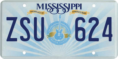 MS license plate ZSU624