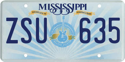 MS license plate ZSU635